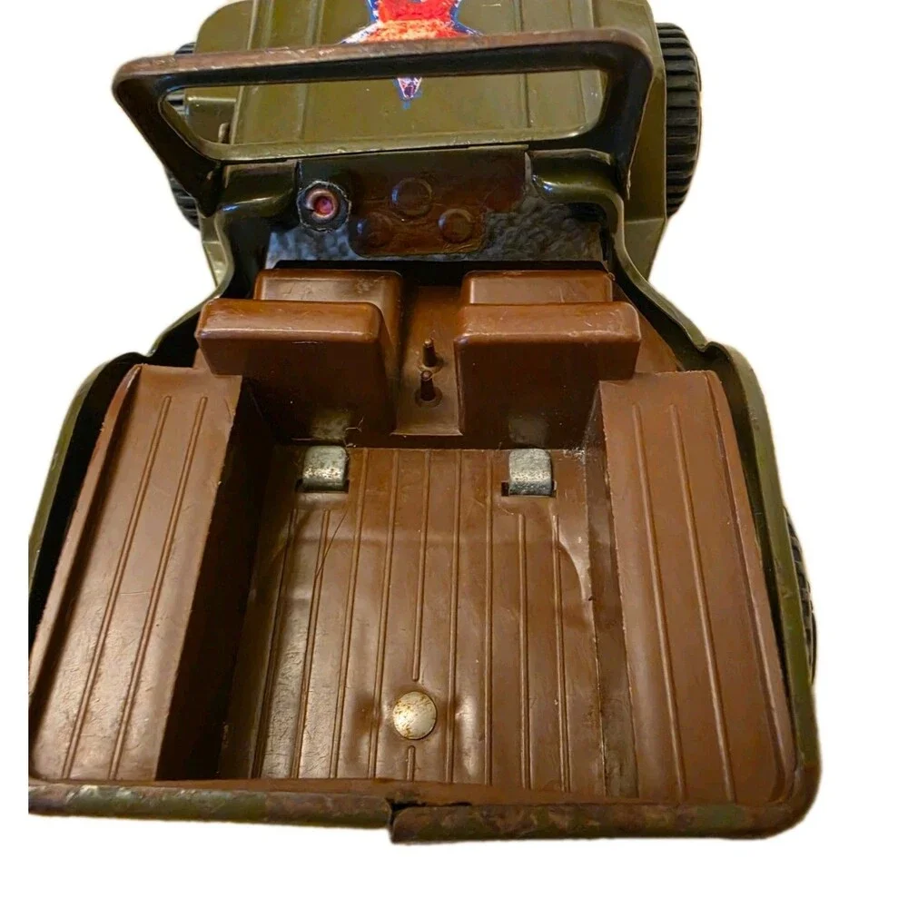 Vintage Tonka Toys Pressed Steel Green Army Jeep Single Star